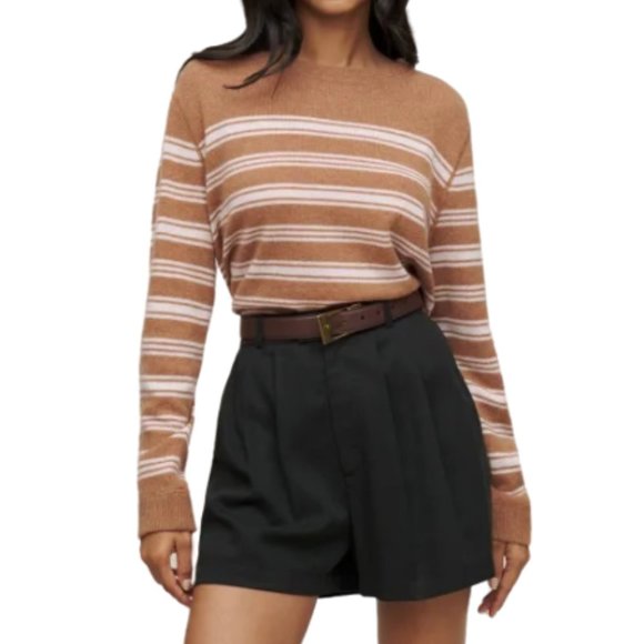 Reformation Sweaters - Reformation Cashmere Sweater in Camel Stripe XL